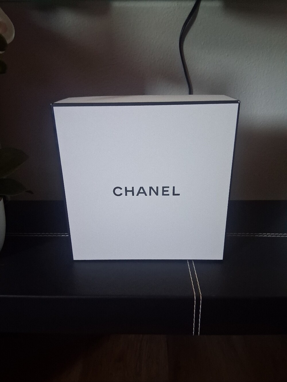 Small CHANEL White Box with Black Logo